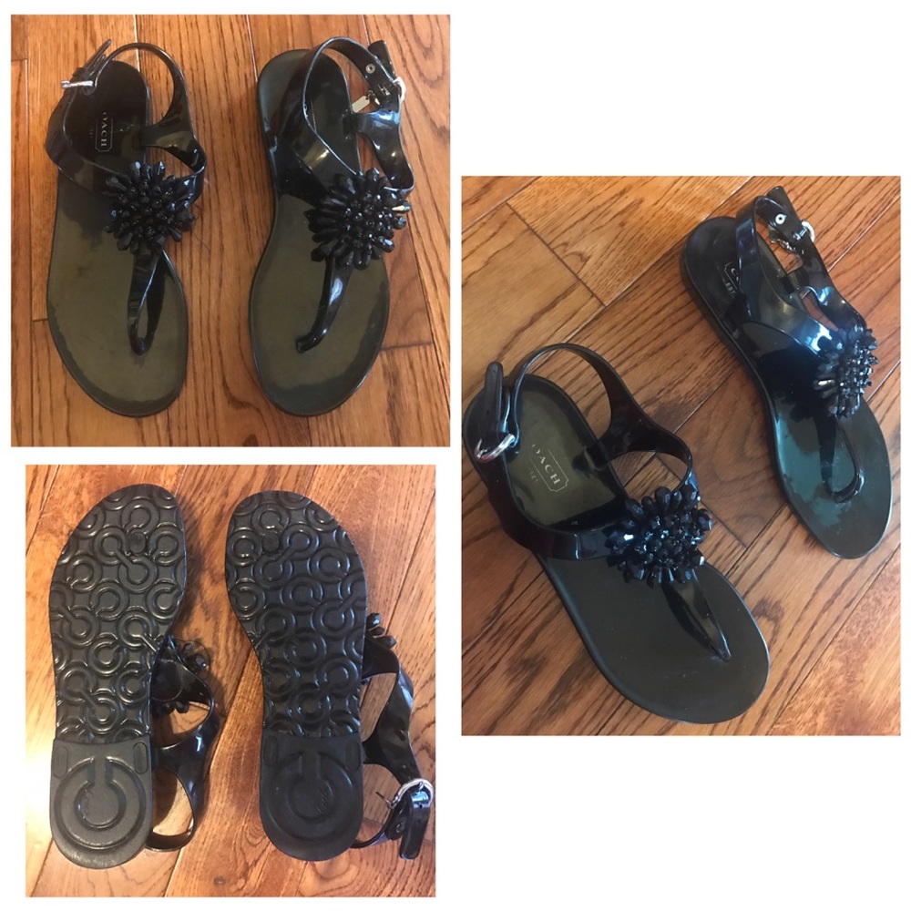 Coach Hilda black beaded jelly sandals
